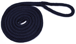 3/8" Black Fender Line For Boats - Double Braided Nylon 6 Feet Marine Rope - 2 Pack