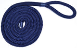 3/8" Navy Fender Line For Boats - Double Braided Nylon 6 Feet Marine Rope - 2 Pack